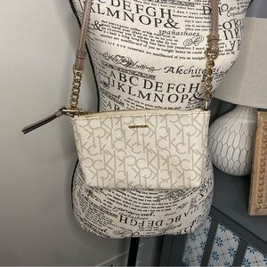 788 Calvin Klein Beige and Gold Crossbody Bag